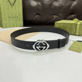 Gucci Premium Black Leather Belt with GG Buckle