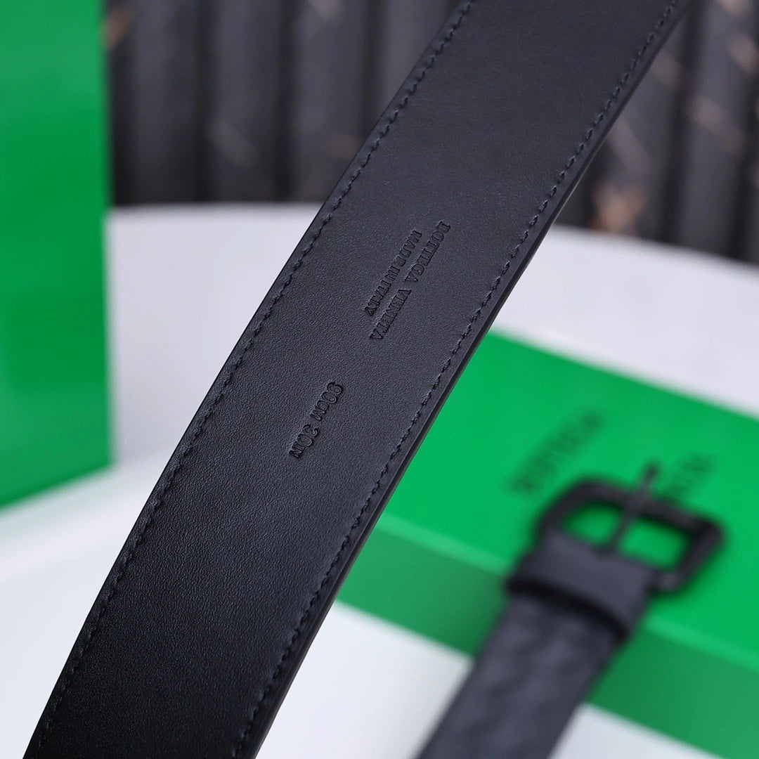 Bottega Veneta Black Woven Leather Belt