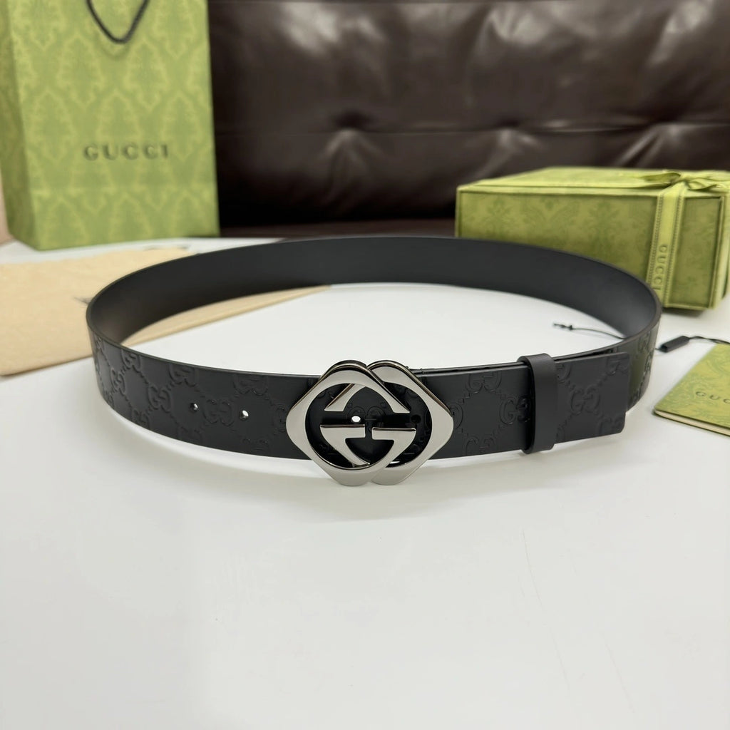 Premium Black Leather Belt with Designer Buckle
