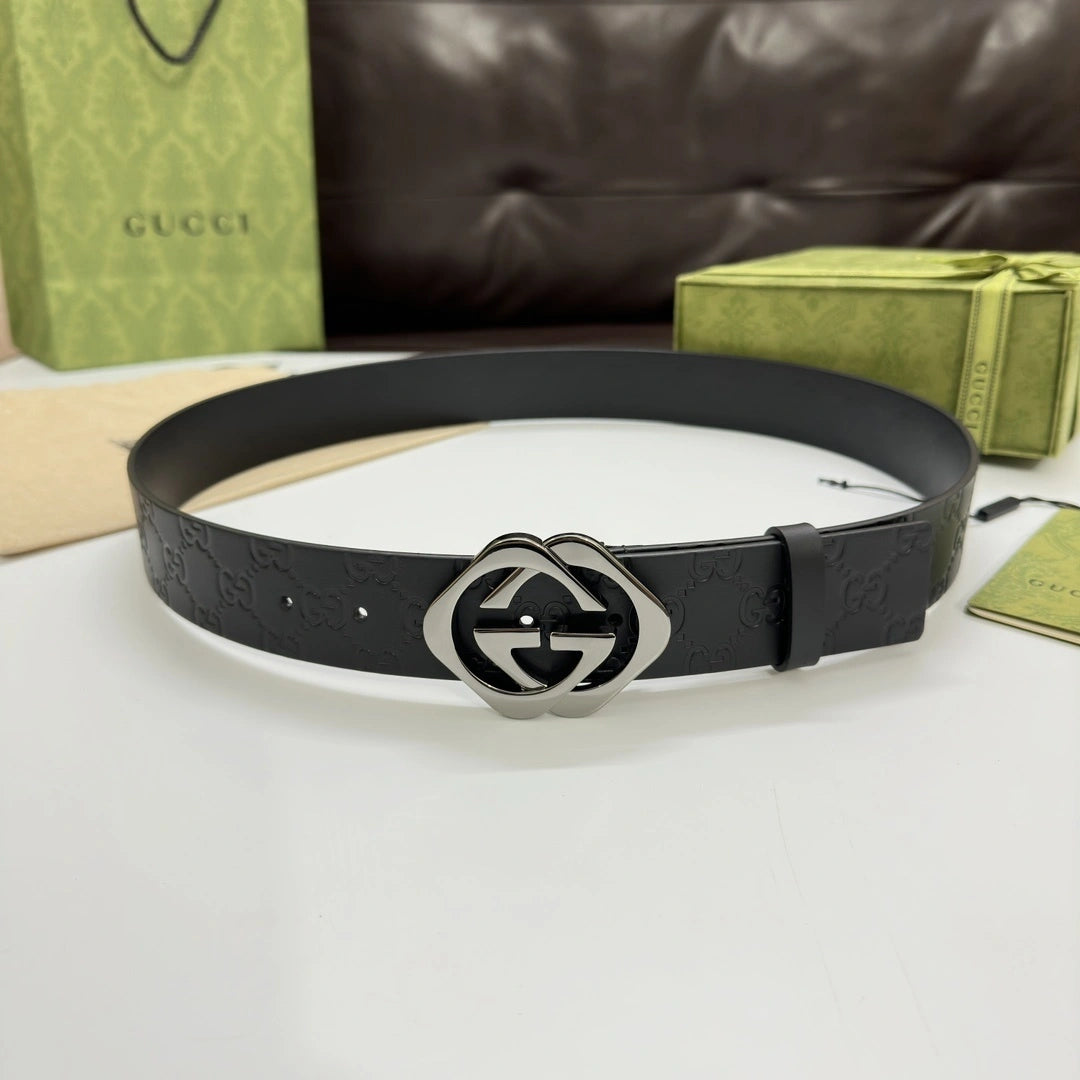 Premium Black Leather Belt with Designer Buckle