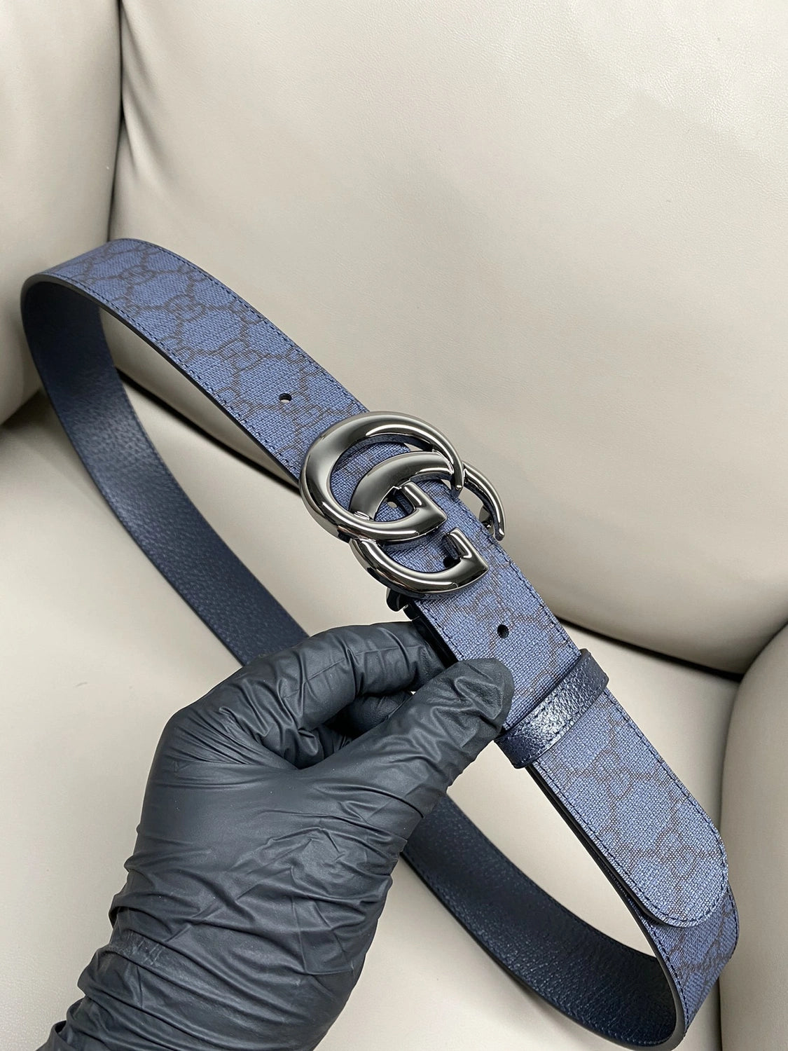 Premium Blue GG Belt with Silver Buckle
