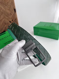 Premium Quality Woven Leather Belt in Green