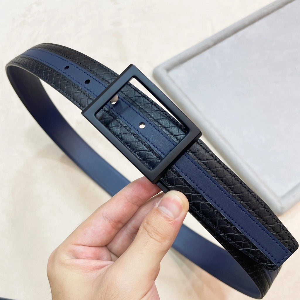 Black and Blue Premium Leather Belt Bottega Veneta Inspired