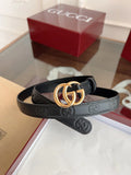 Premium Black Leather Belt with Gold GG Buckle