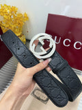 Gucci Premium Black Leather Belt with GG Logo Buckle