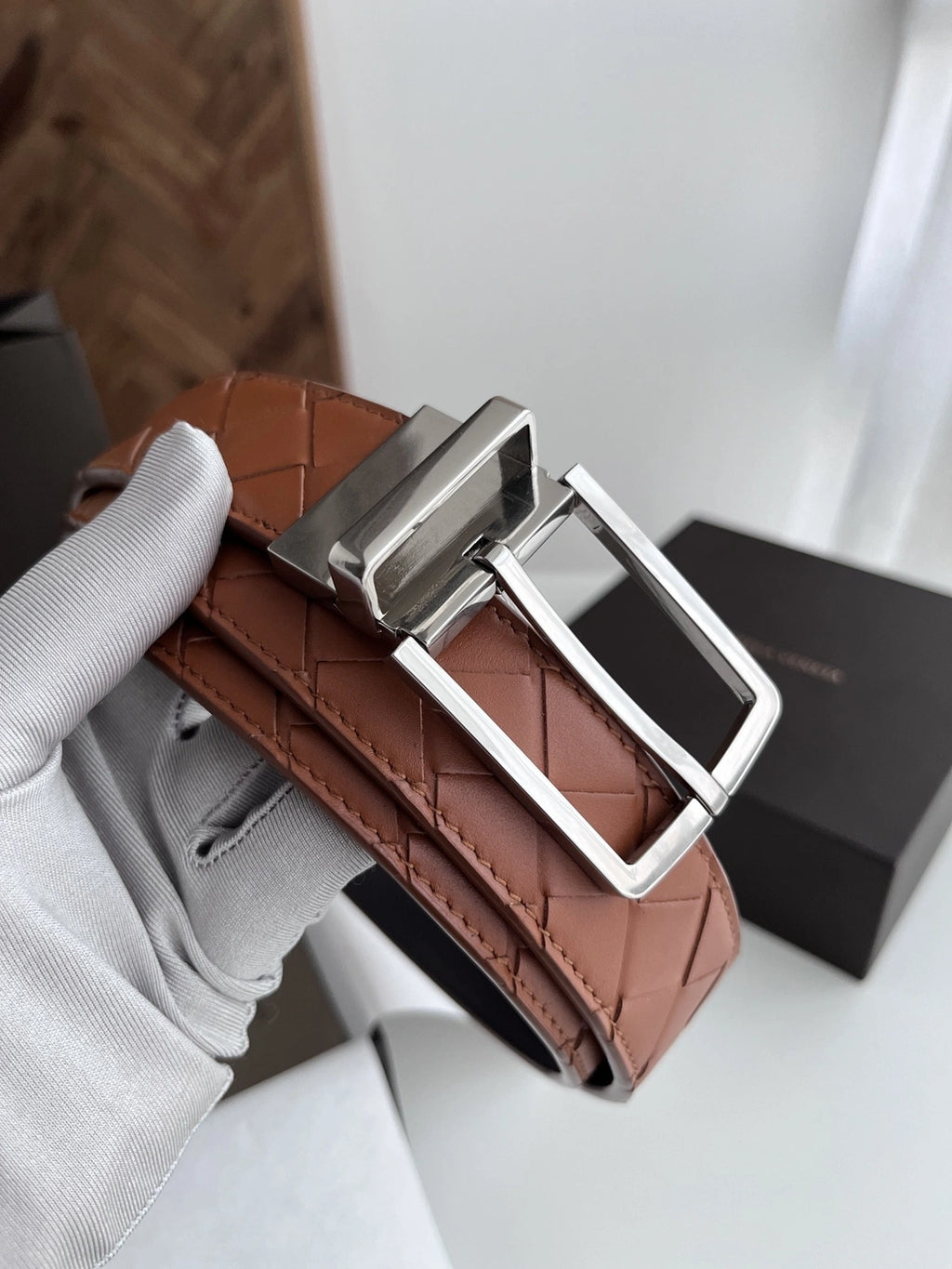 Premium Braided Leather Belt with Silver Buckle