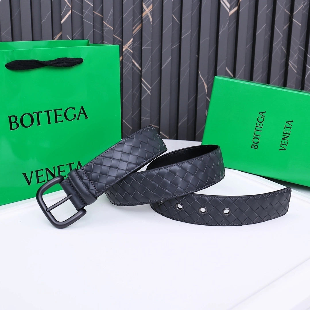 Bottega Veneta Premium Quality Woven Leather Belt Black
