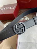 Gucci Premium Black Leather Belt with Iconic Logo Buckle
