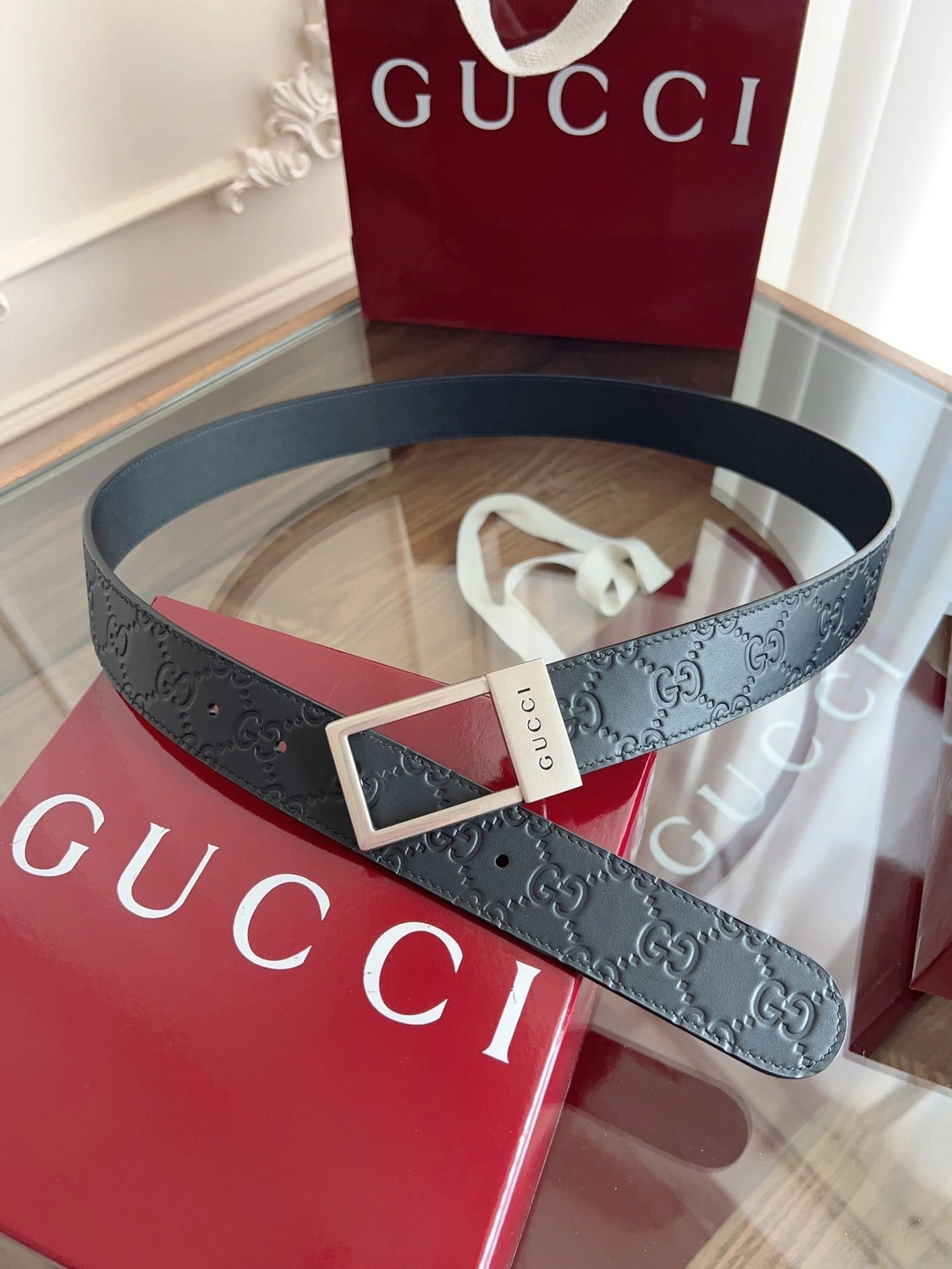 Gucci Embossed Leather Belt Premium Quality