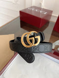 Premium Black Leather Belt with Gold GG Buckle