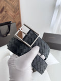 Premium Woven Black Leather Belt with Silver Buckle
