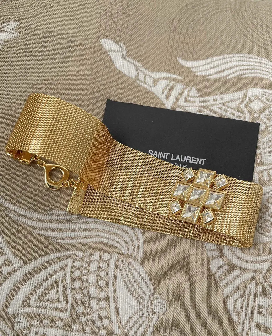 Saint Laurent Premium Gold Mesh Crystal Bracelet