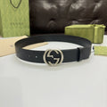 Gucci Interlocking G Black Leather Belt
