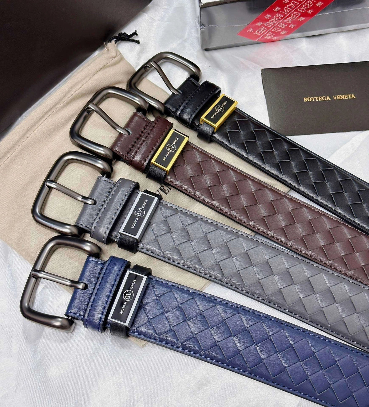 Premium Woven Leather Belts in Black, Brown, Grey, and Navy