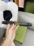 Gucci Black Leather Belt with Gold GG Buckle