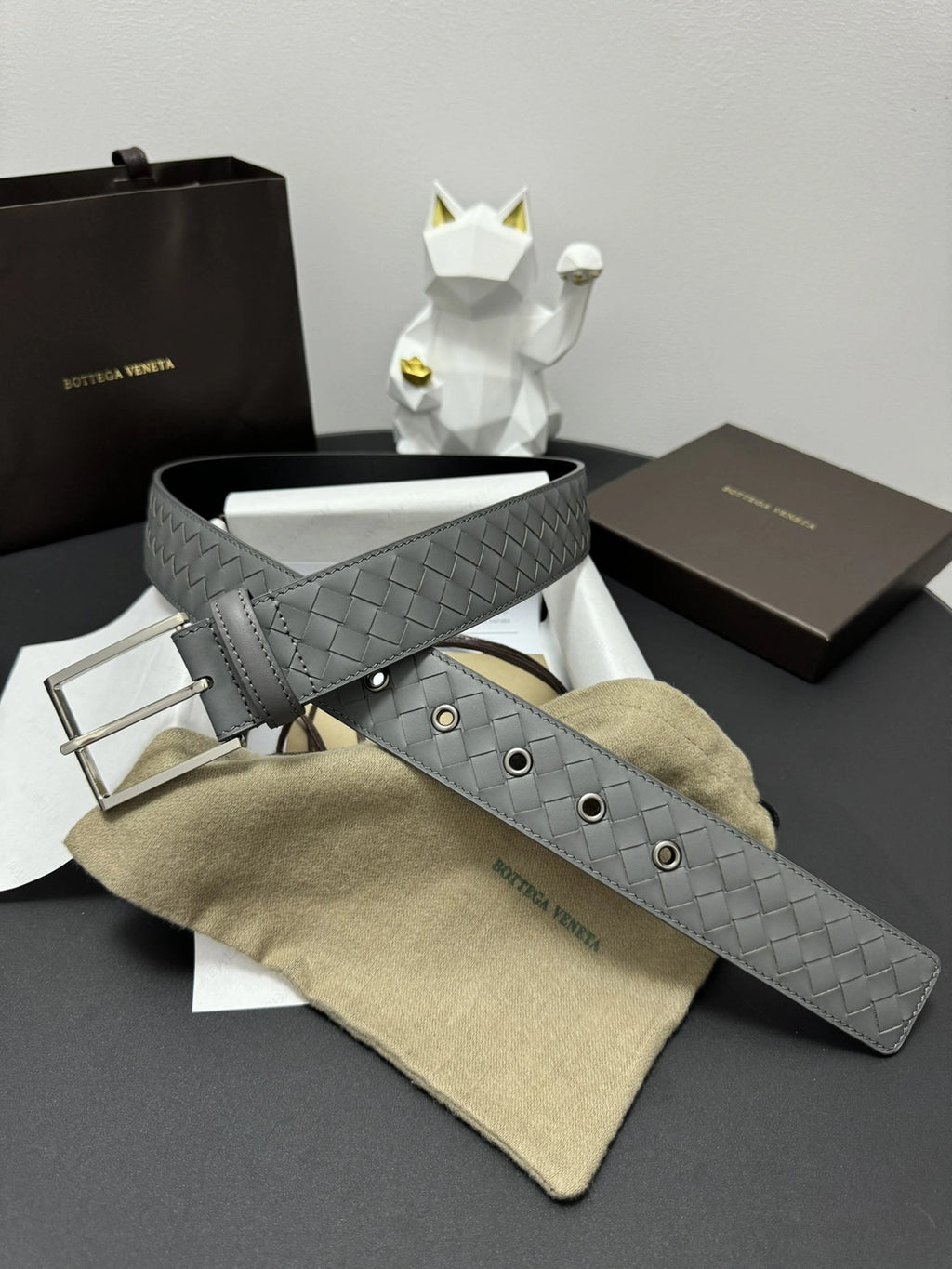 Premium Quality Grey Woven Leather Belt