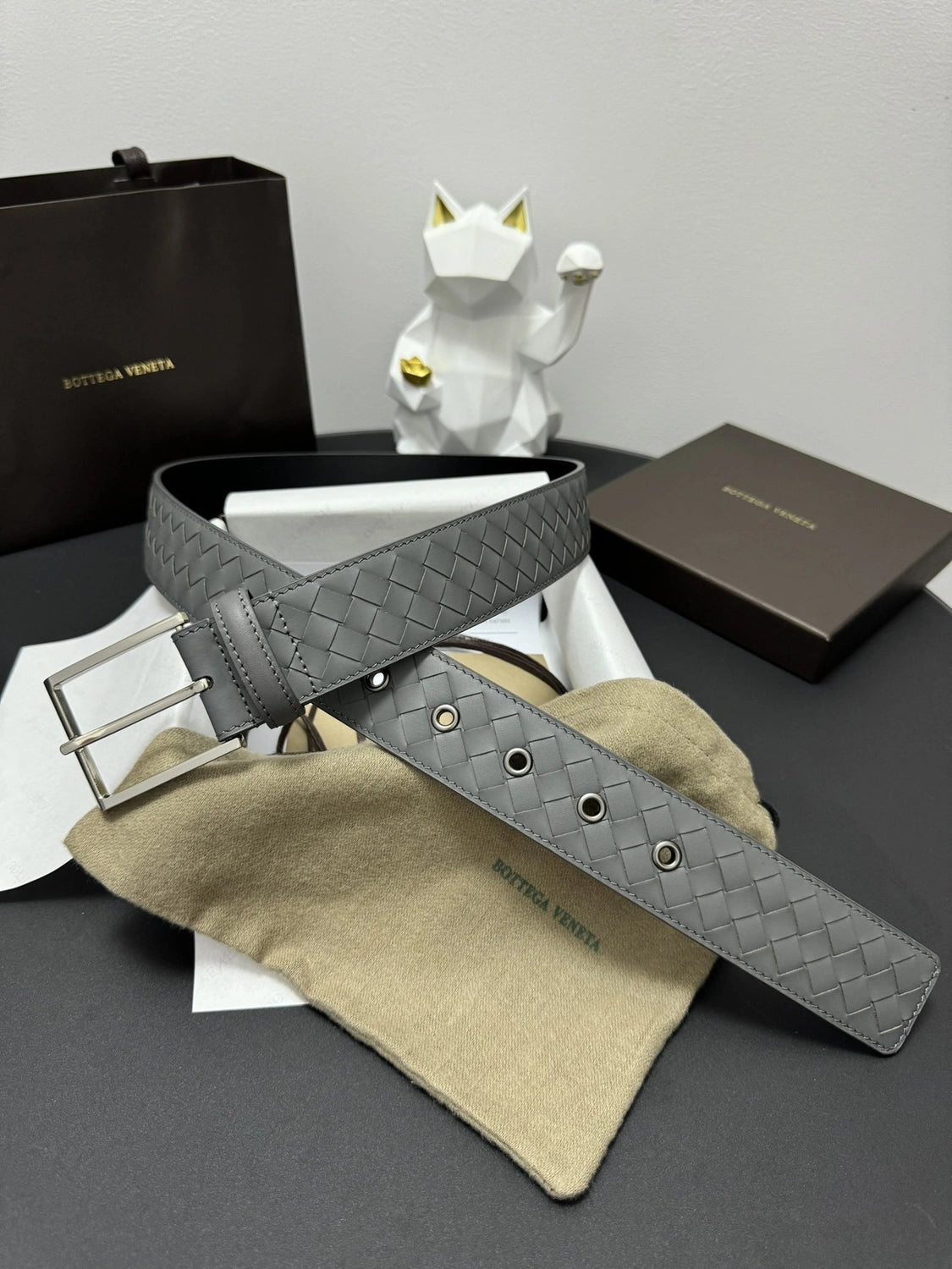 Premium Quality Grey Woven Leather Belt