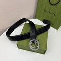Gucci Inspired Premium Leather Belt with GG Buckle