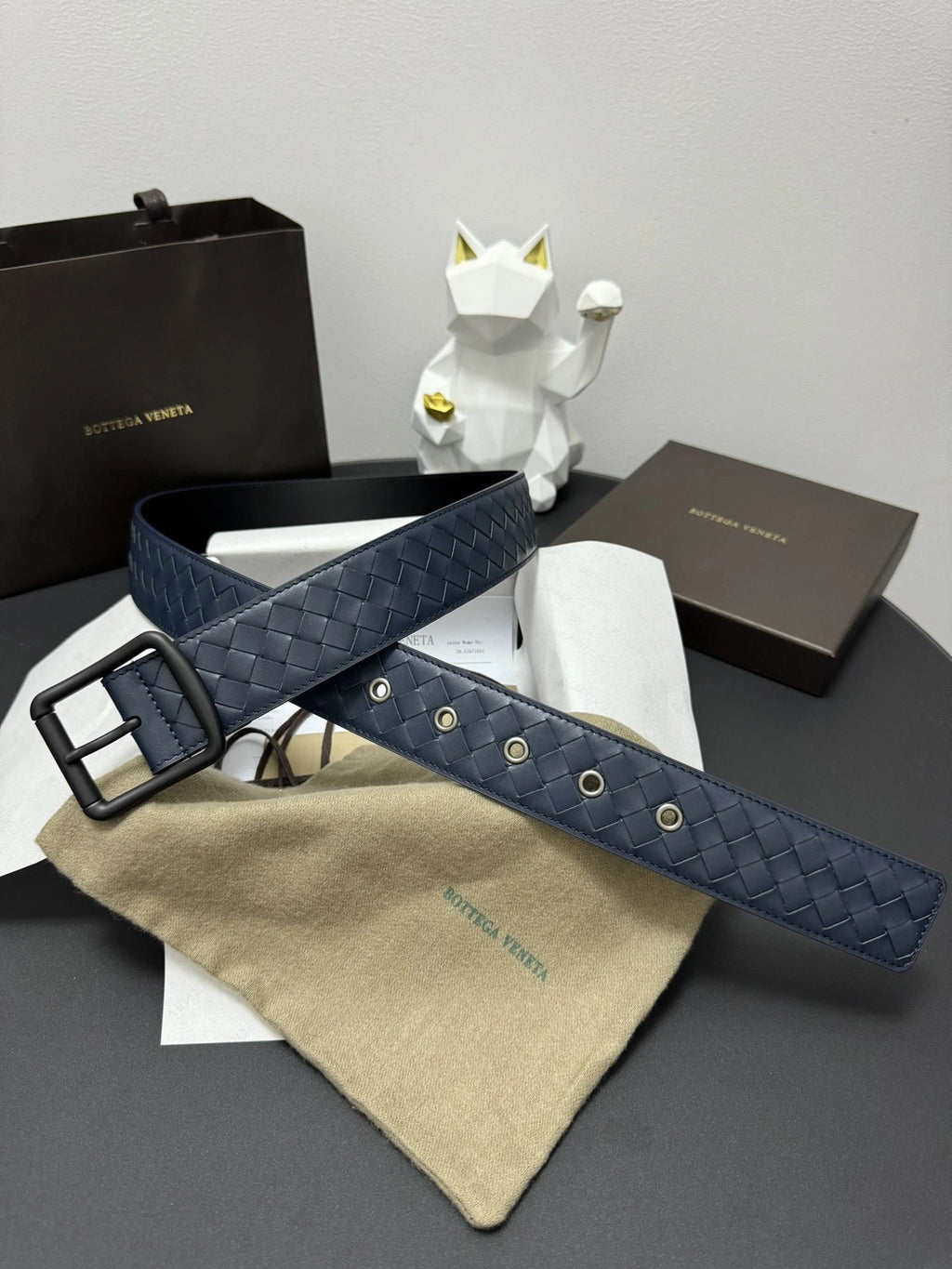 Bottega Veneta Premium Blue Woven Leather Belt