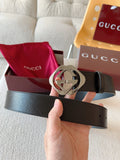 Gucci Premium Leather Belt with Iconic Logo Buckle