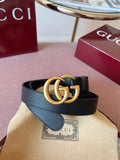 Gucci Premium Leather Belt with Gold GG Buckle