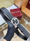 Gucci Premium Leather Belt with Interlocking G Buckle