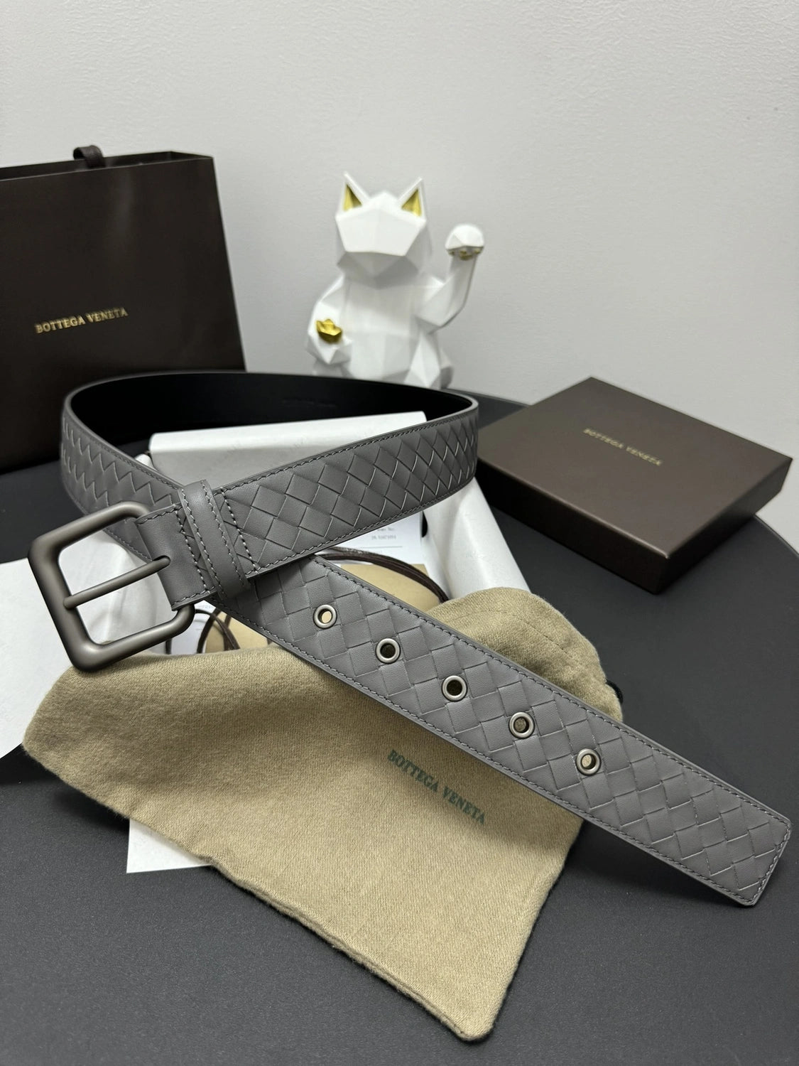 Bottega Veneta Premium Quality Gray Leather Belt