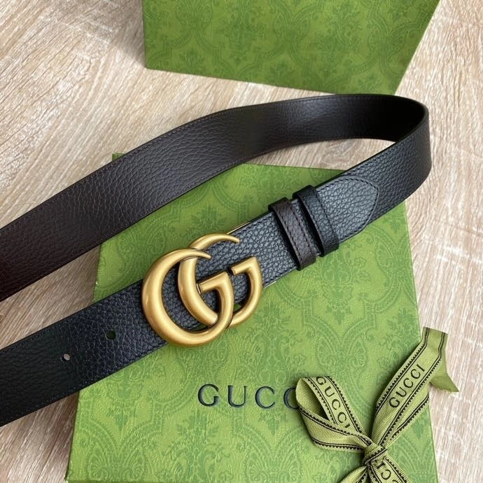 Premium Leather Belt with Gold GG Buckle
