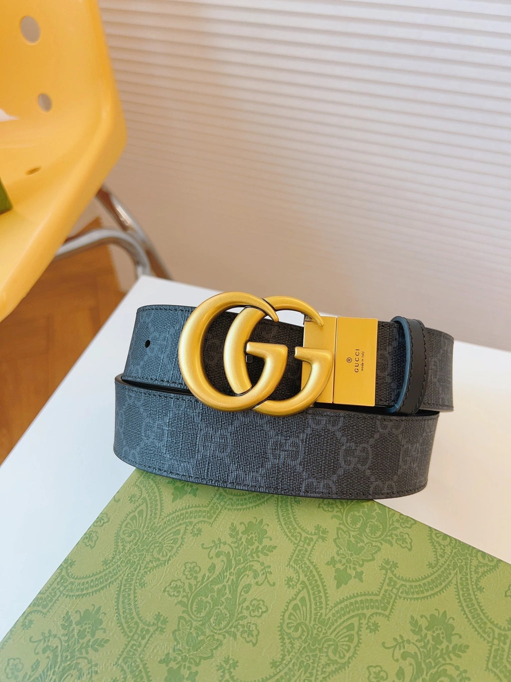 Premium GG Monogram Belt with Gold Buckle