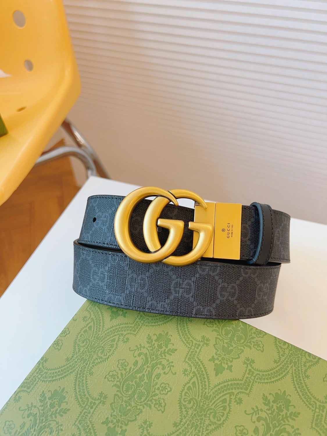 Premium GG Monogram Belt with Gold Buckle