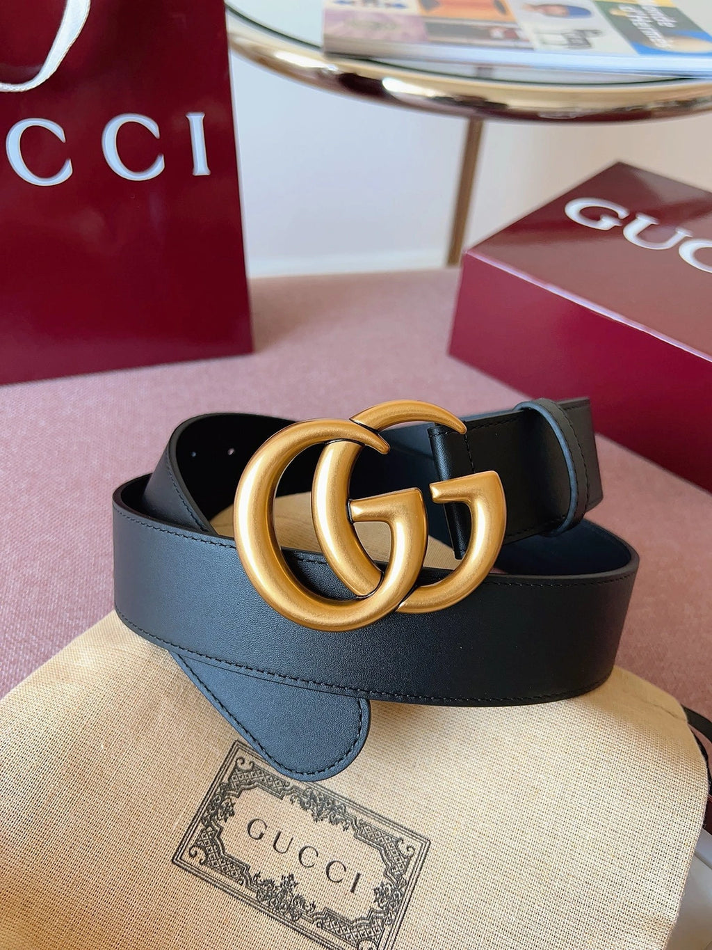 Thắt lưng Gucci Premium mặt khóa GG vàng