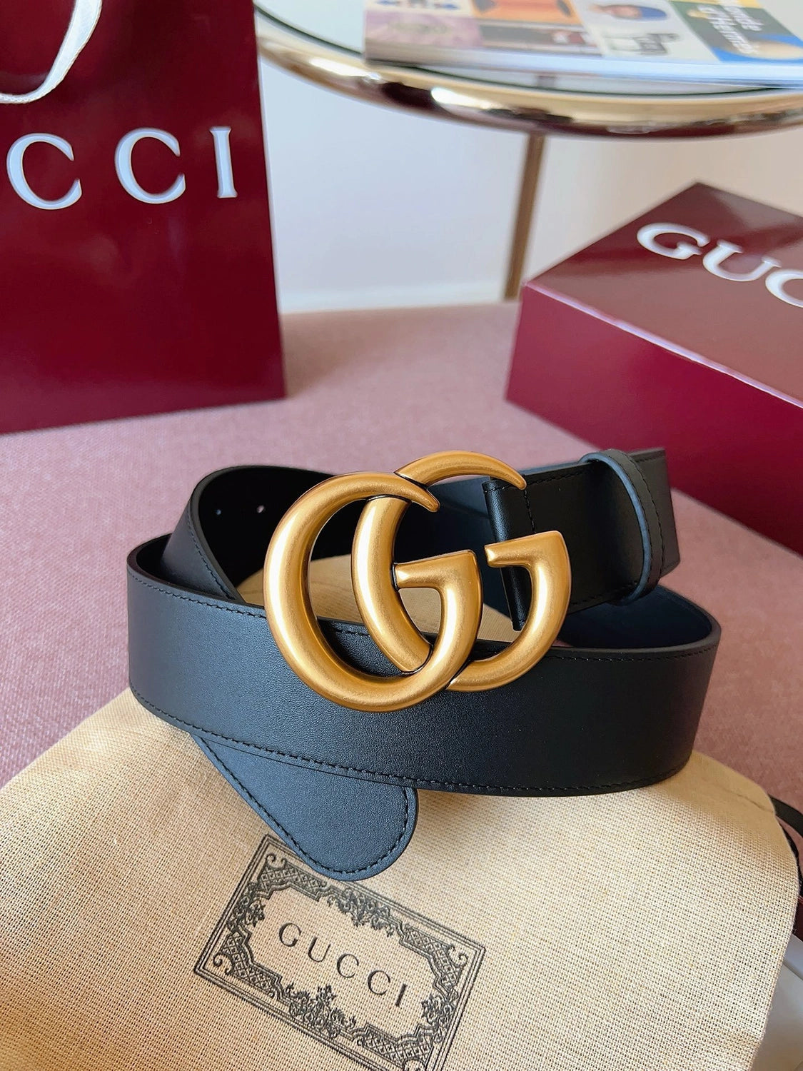 Thắt lưng Gucci Premium mặt khóa GG vàng