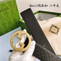 Gucci inspired premium leather belt with gold buckle