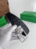 Premium Woven Leather Belt with Silver Buckle