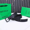 Bottega Veneta Premium Leather Woven Belt in Black