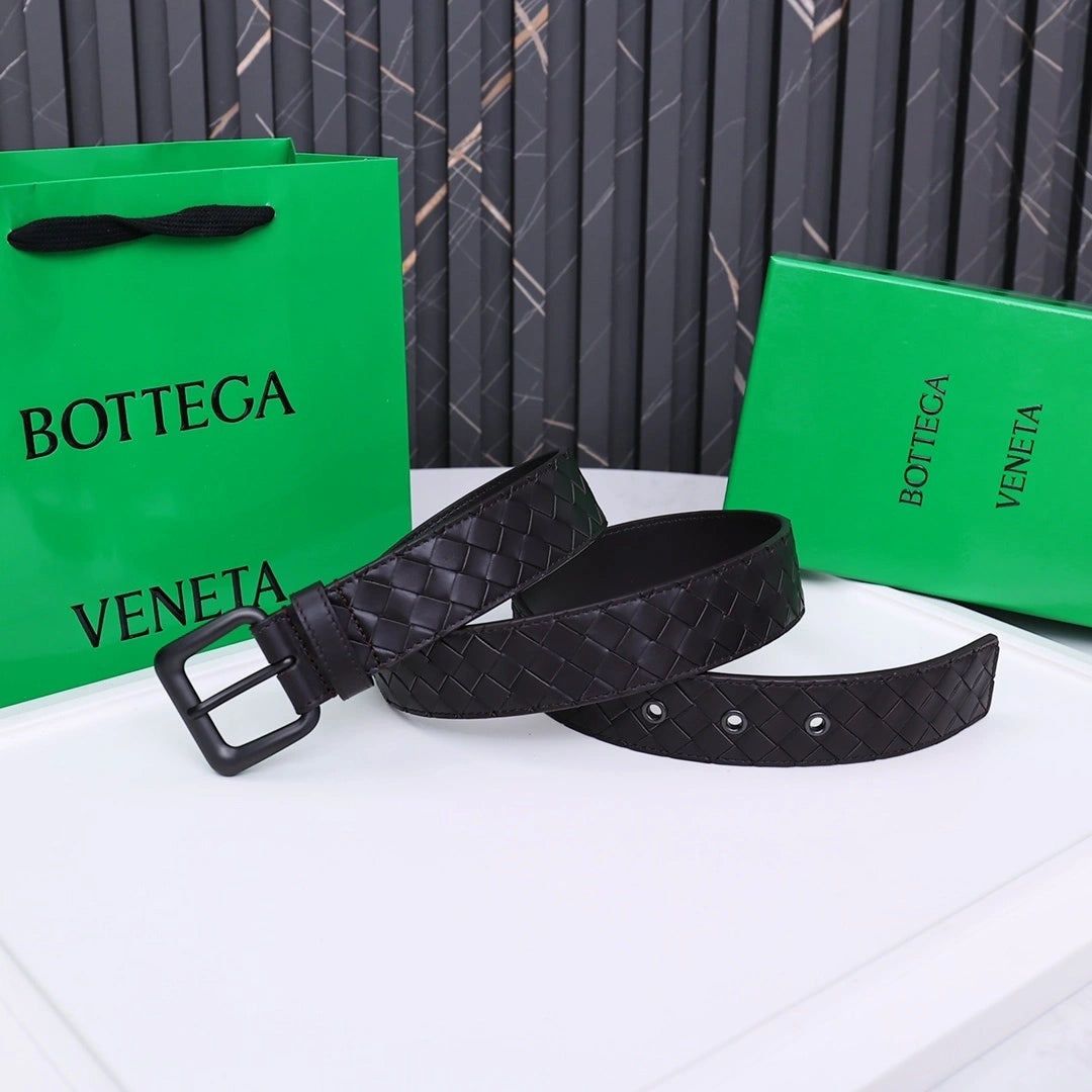 Bottega Veneta Premium Black Woven Leather Belt