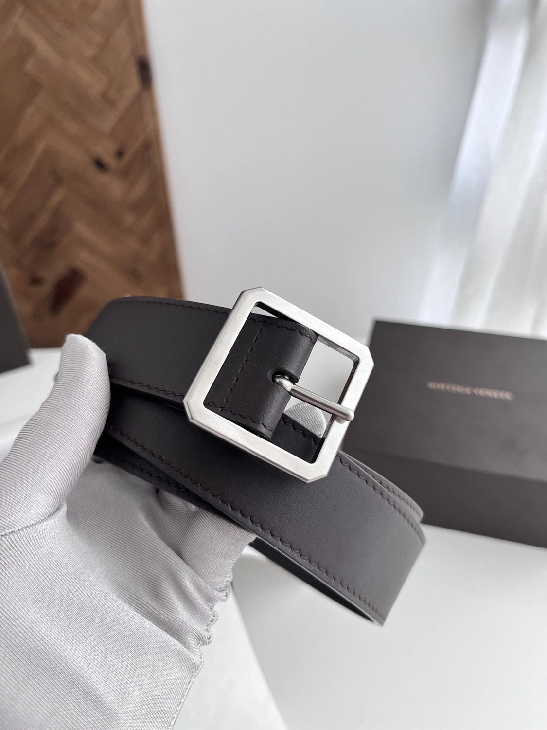 Premium Leather Belt with Silver Buckle