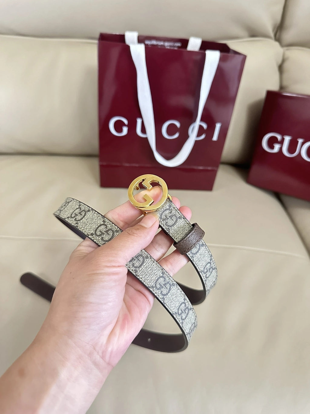 Gucci Belt Premium Quality with GG Buckle - Hình 4