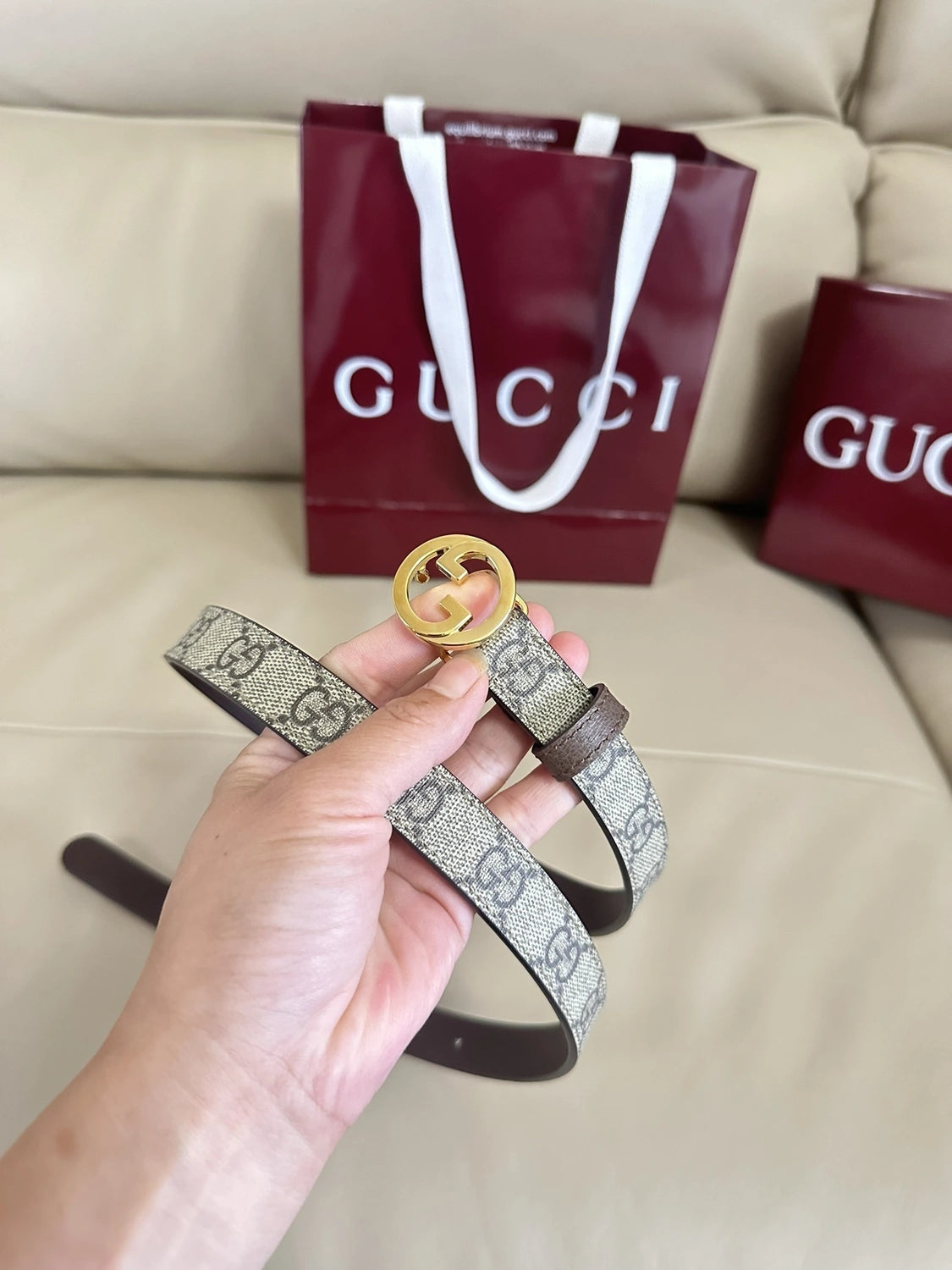 Gucci Belt Premium Quality with GG Buckle - Hình 4