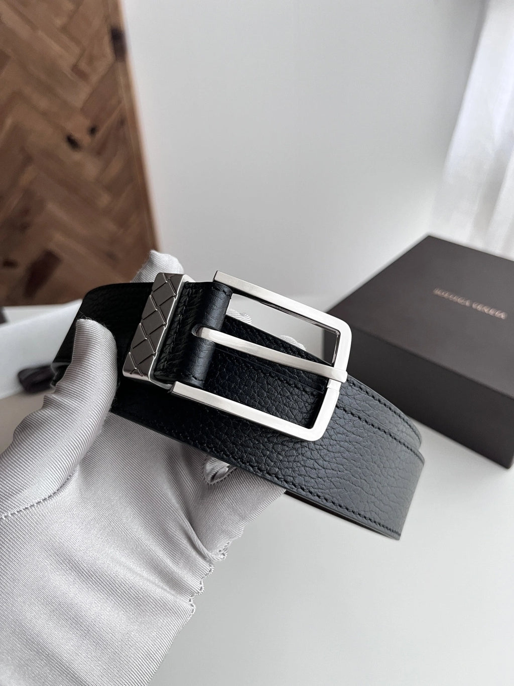 Premium Black Leather Belt with Silver Buckle