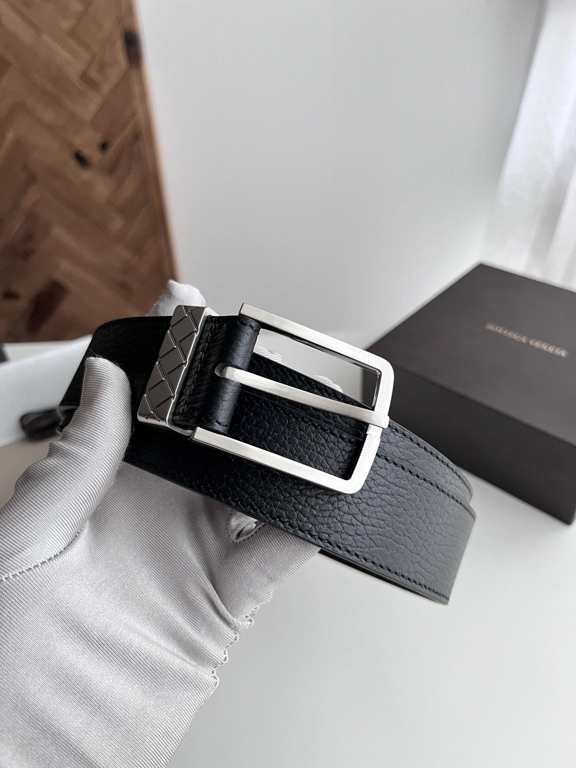 Premium Black Leather Belt with Silver Buckle