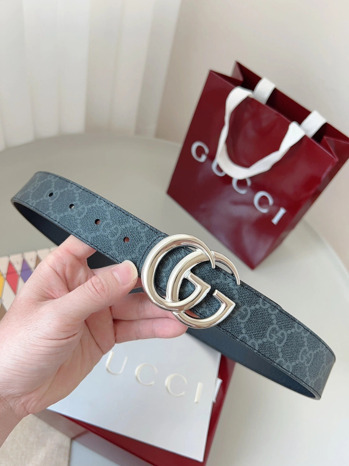 Gucci premium quality belt with GG buckle