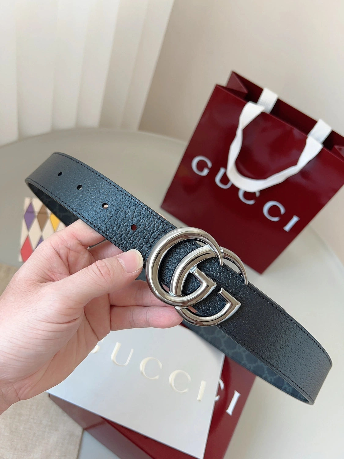 Gucci Signature Leather Belt with Interlocking G Buckle