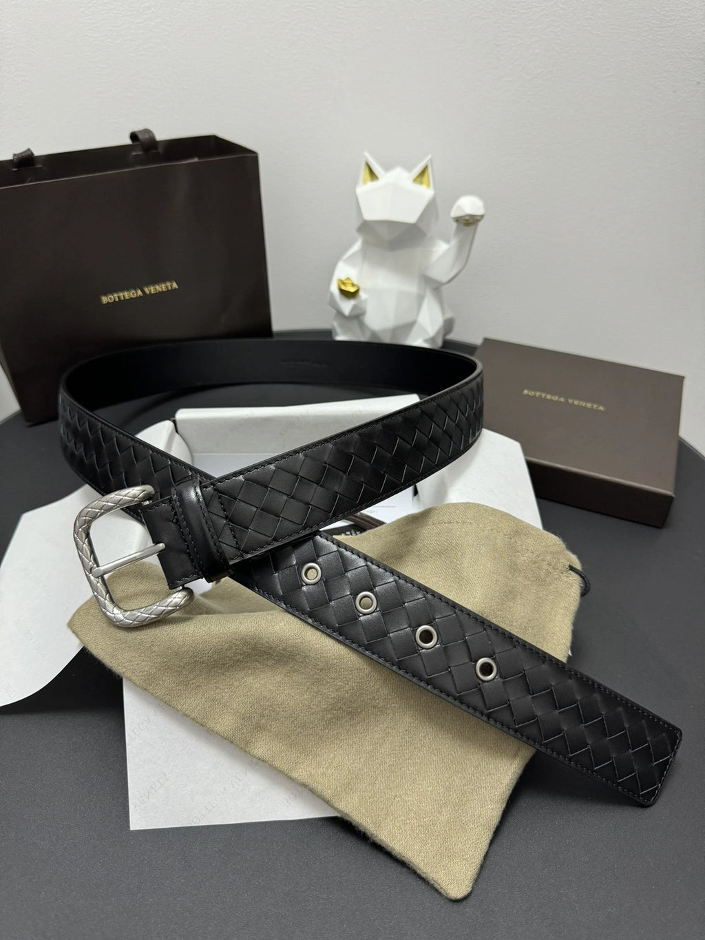 Bottega Veneta Premium Leather Woven Belt
