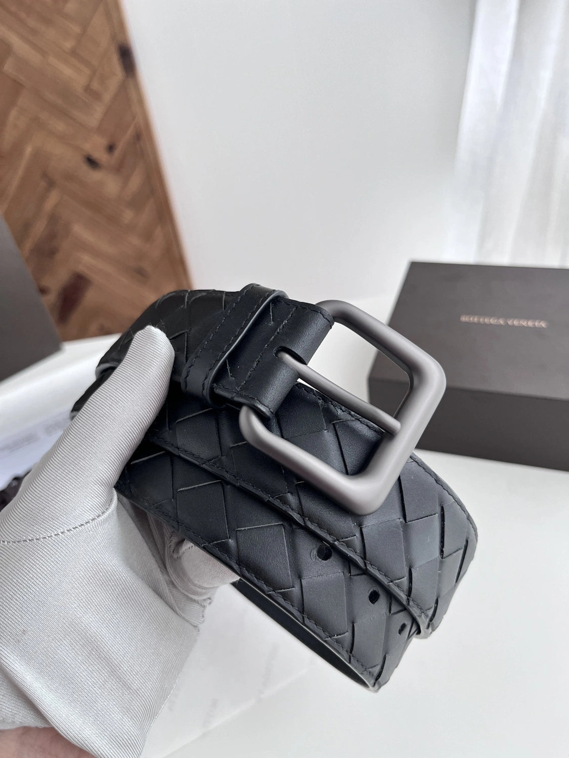 Premium Woven Black Leather Belt