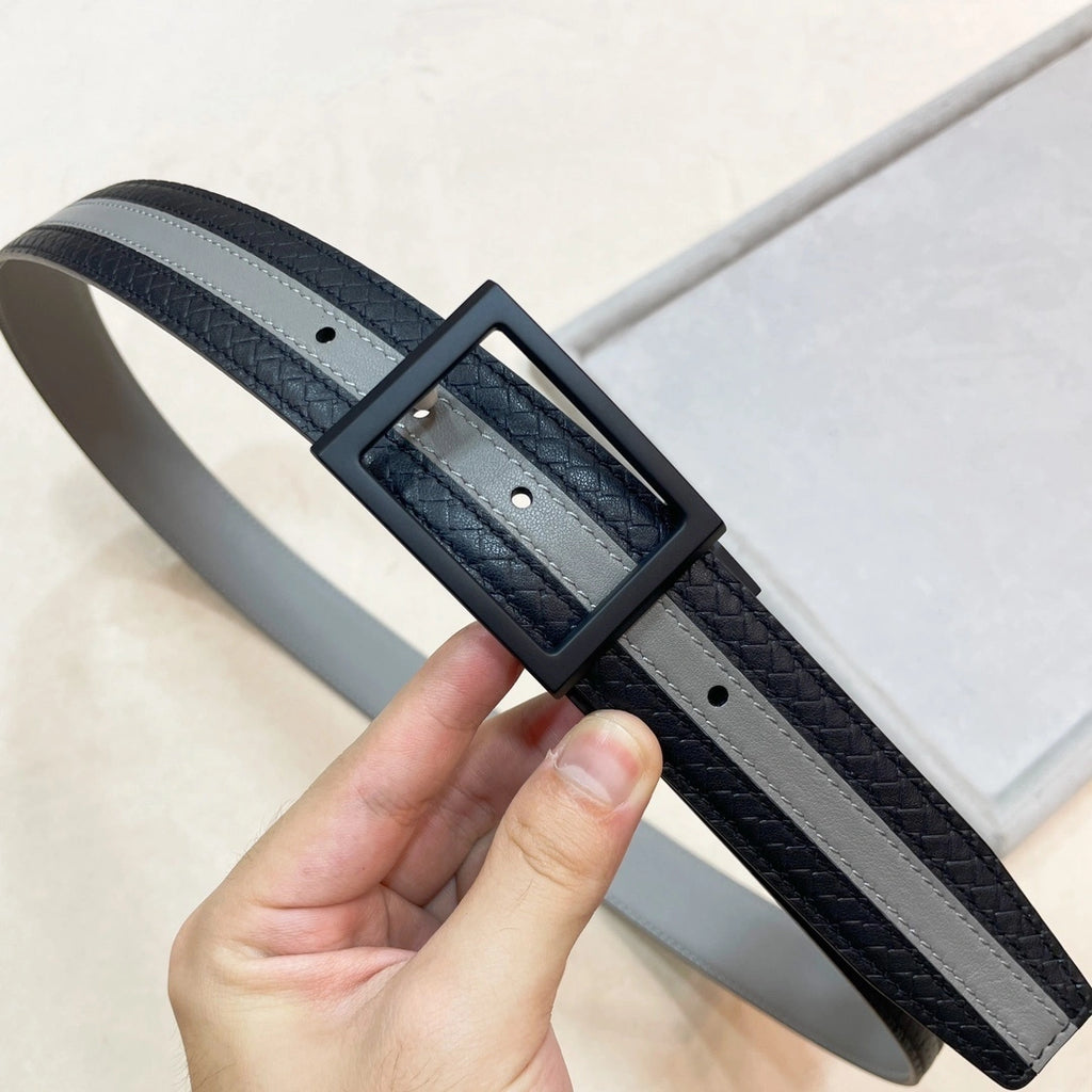 Premium braided leather belt with black buckle