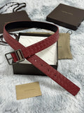 Premium burgundy woven leather belt