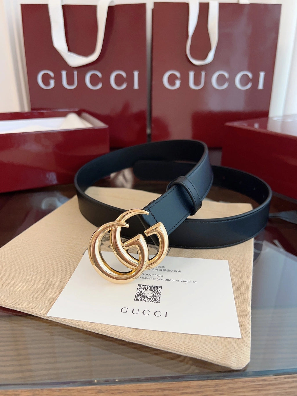 Gucci Belt Premium Leather with Iconic GG Buckle