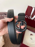 Gucci Black Leather Belt with Iconic GG Buckle