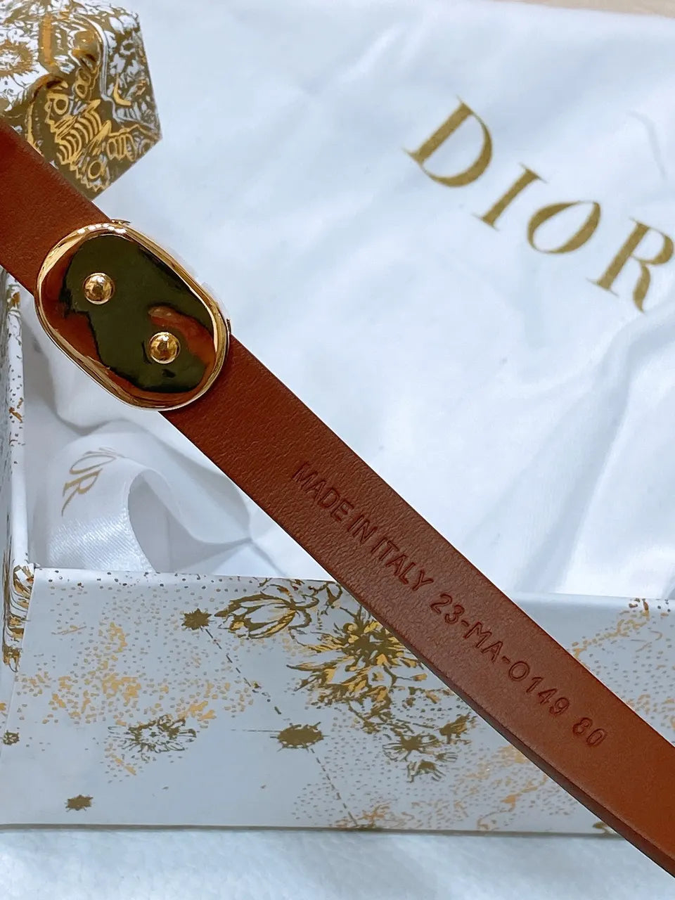 Dior Brown Leather Belt - Hình 2